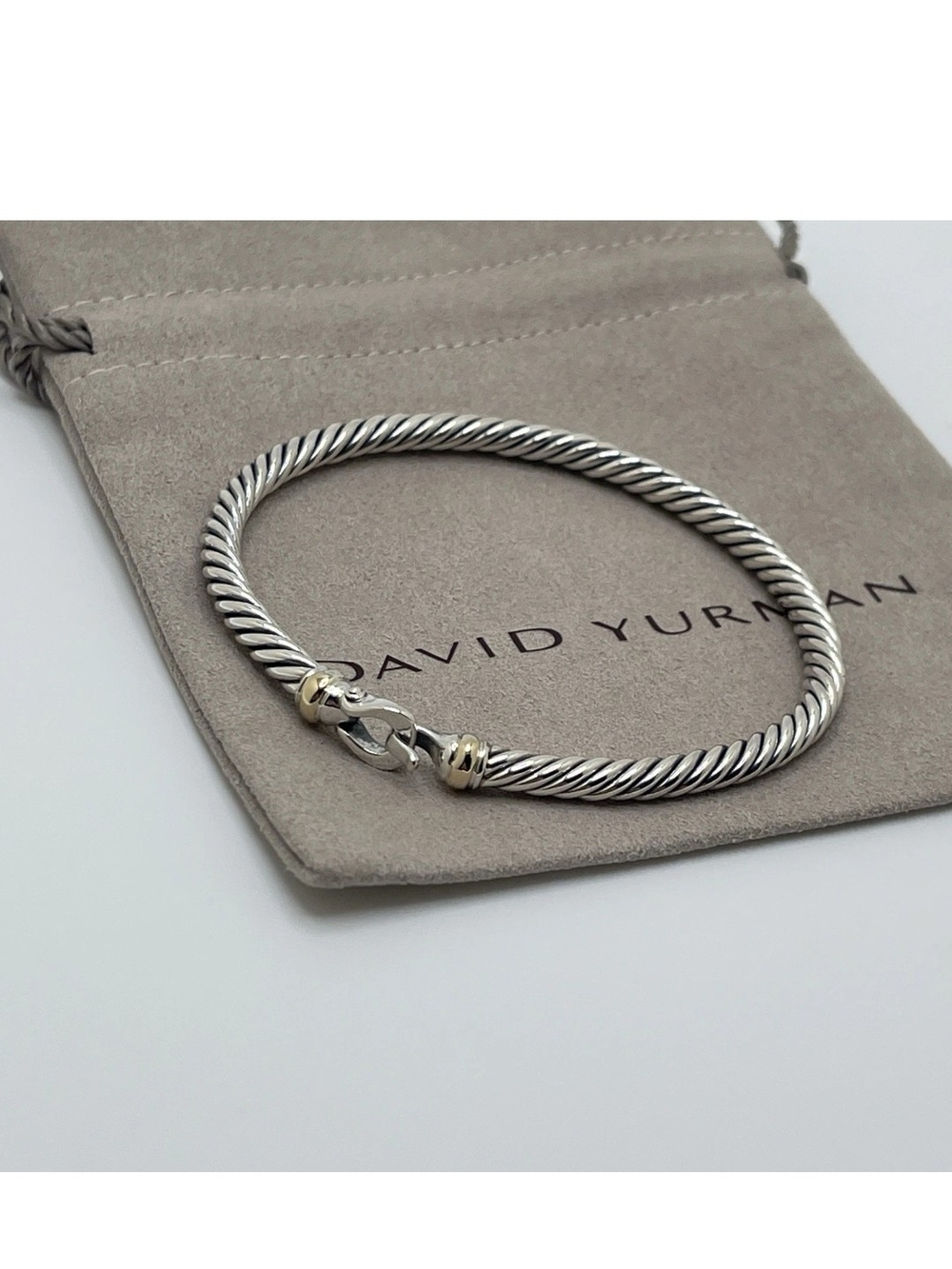 David Yurman Two-Tone Cable Bracelet in Silver and Gold 4mm